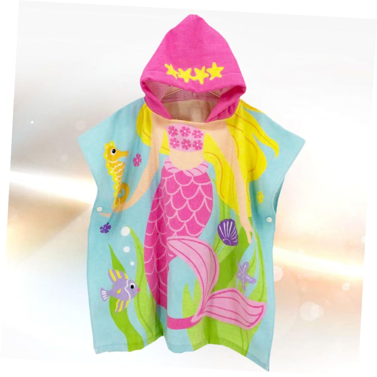 VANZACK Serviette Plage Garçon Fille à Capuche Motif Sirène Coton Doux Absorbant Poncho Bain Garçon Fille Tenue Plage Wearable