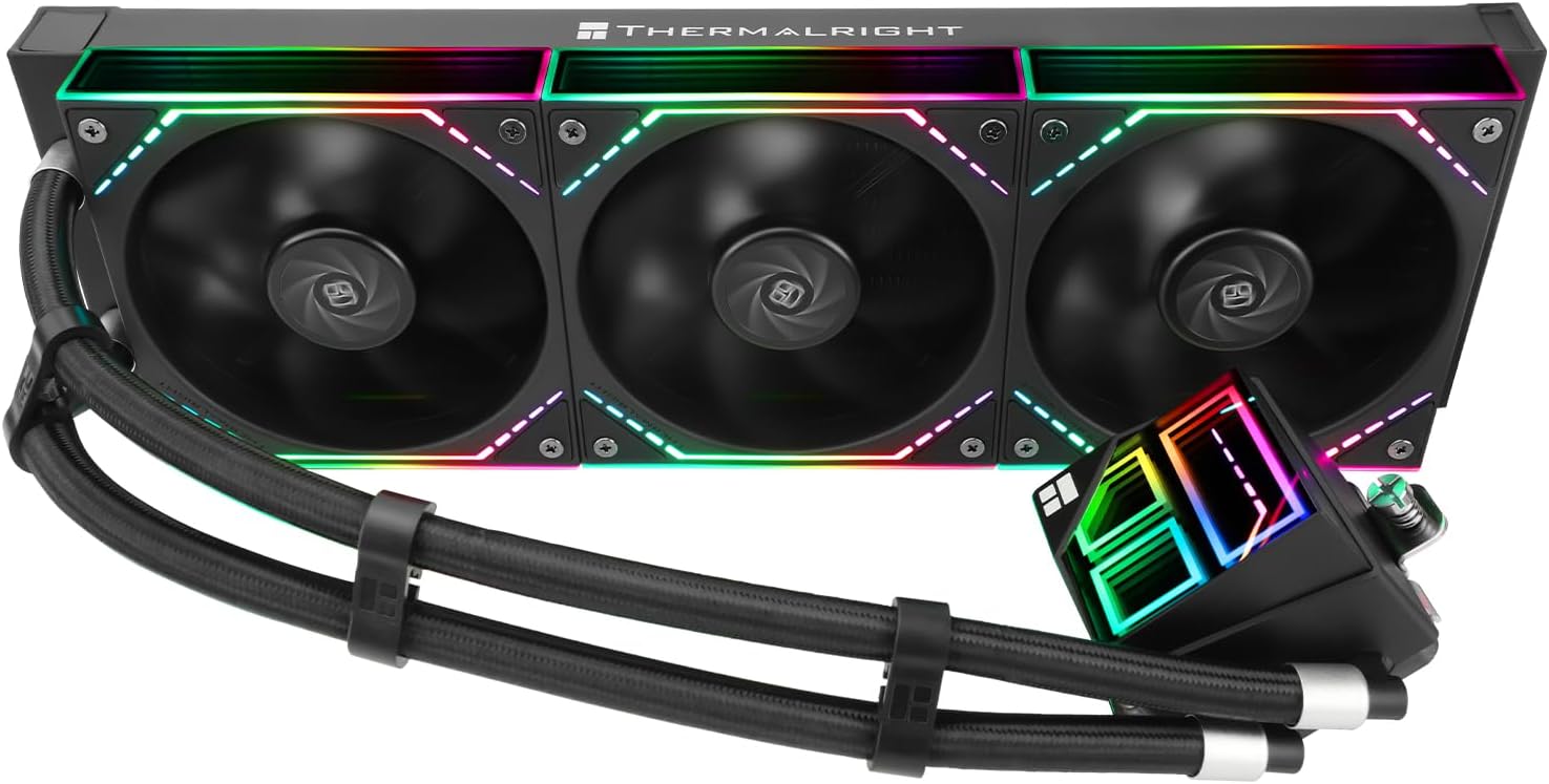 Frozen Infinity 360 BLACK CPU Water Cooler, with Triple 124mm Infinity Mirror PWM Fans,for Intel 1150/1151/1200/2011/ 1700/1851&AMD/AM4/AM5,360 Size Infinity Mirror Water Cooling Radiator