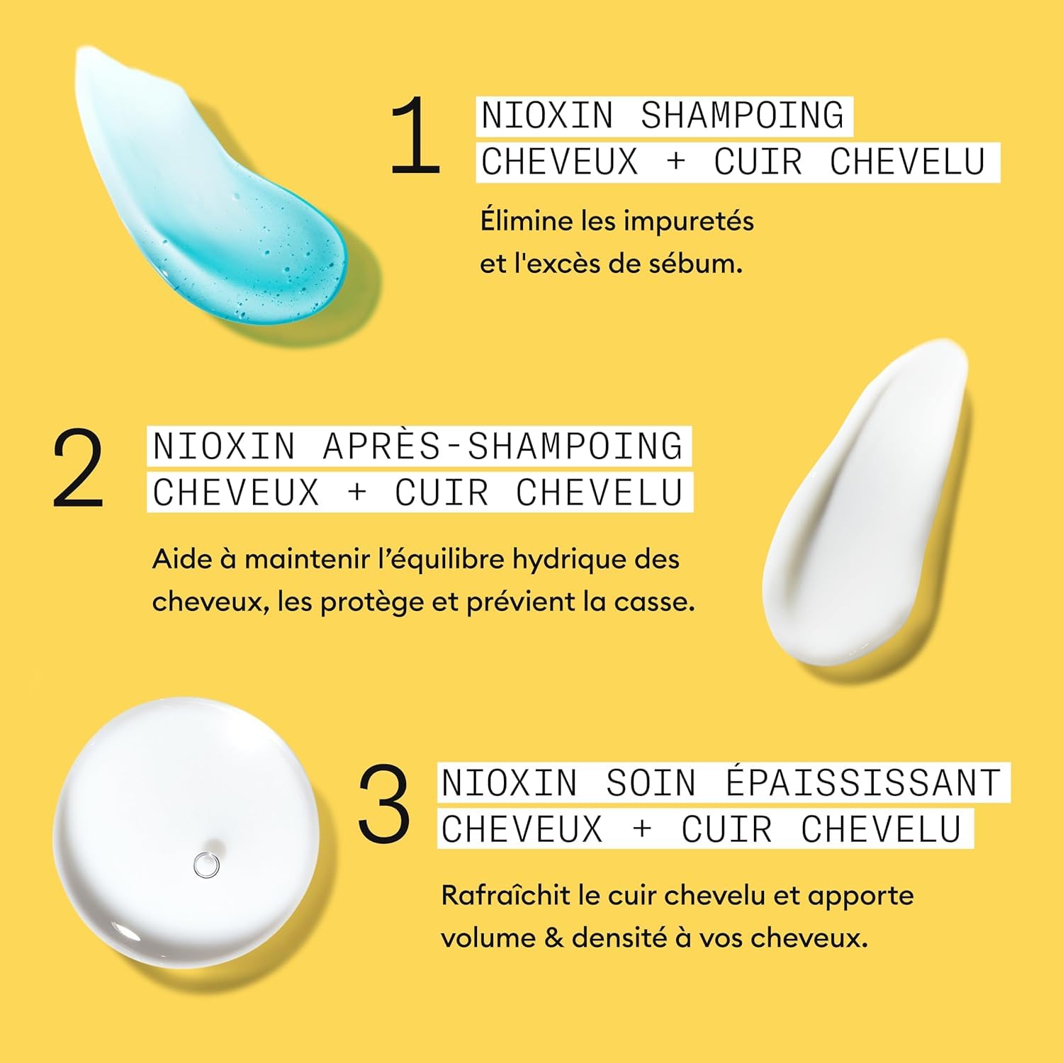 Nioxin - Kit de soins SYSTEM 1 - Shampoing & après-shampoing (150ml), soin sans rinçage (50ml) + spray volumateur racines (150ml)