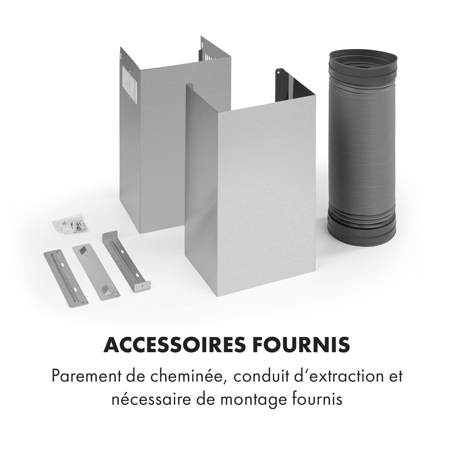KLARSTEIN Silver Lining - hotte aspirante murale, classe A, mode recyclage ou évacuation de l'air, 600 m³/h, 3 vitesses, tactile, écran LED, hotte inclinée, 60cm - inox