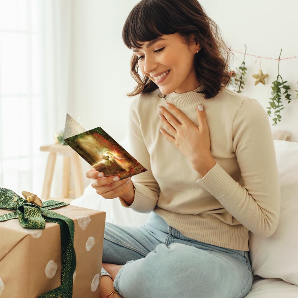 Tree-Free Greetings Gentle Kindness Solstice Cards - 10 Recycled 5x7 Cards & Matching Envelopes, Thick Cardstock, Made in USA - Mystical Fairy Ring - Image 6