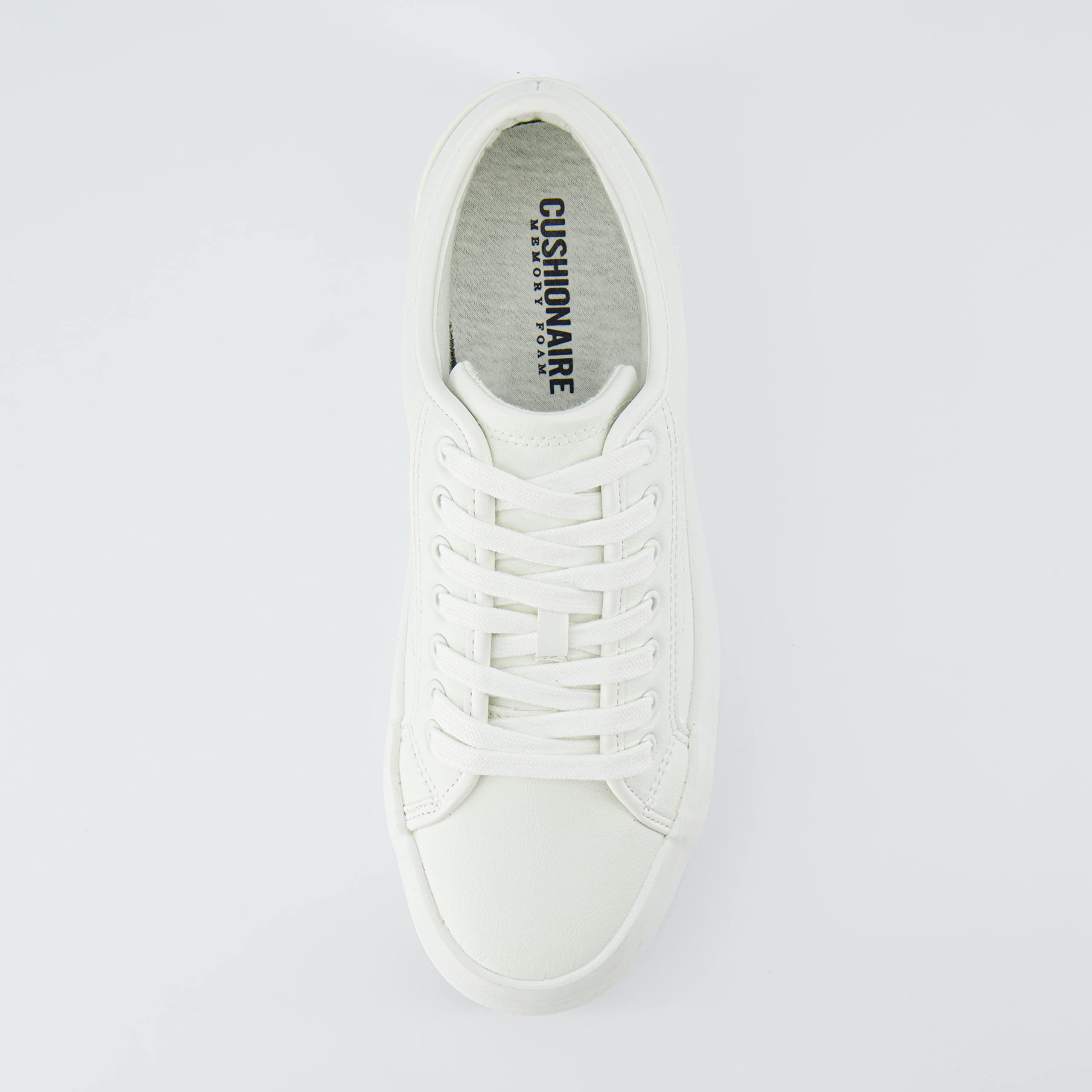 CUSHIONAIRE Zapatilla Deportiva de Lona con Parte Superior Baja y Espuma viscoelástica para Mujer, Blanco/Blanco 37 EU