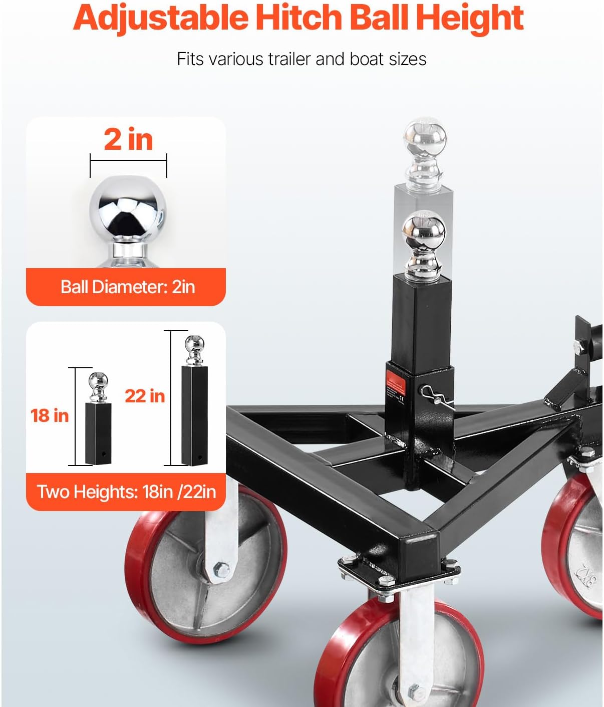 Happybuy Trailer Mover - 3500lbs Capacity, Adjustable Height, 2 inch Hitch Ball, Rotating Wheels, Ideal for RV Trailer Relocation