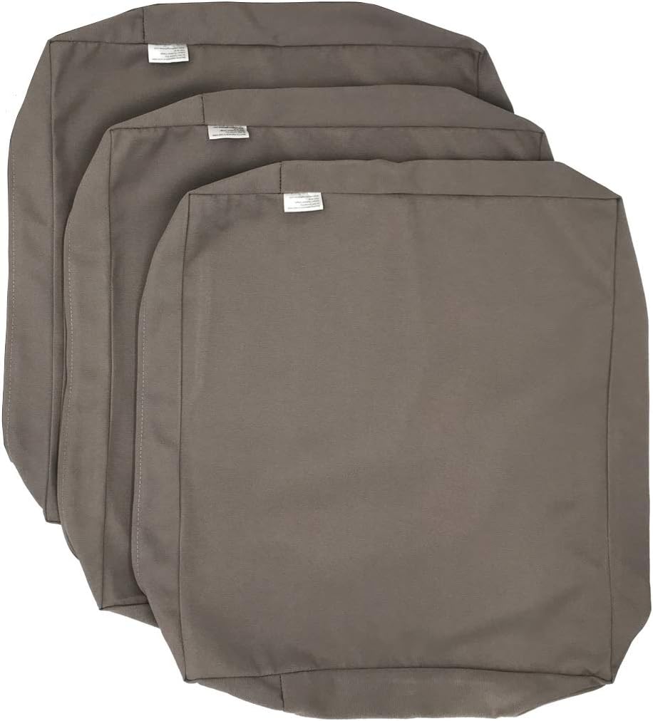 CozyLounge Timeless Taupe Outdoor Water Repellent Patio Chair Cushion Seat Pillow Covers (20"x18"x4" (3 Covers))