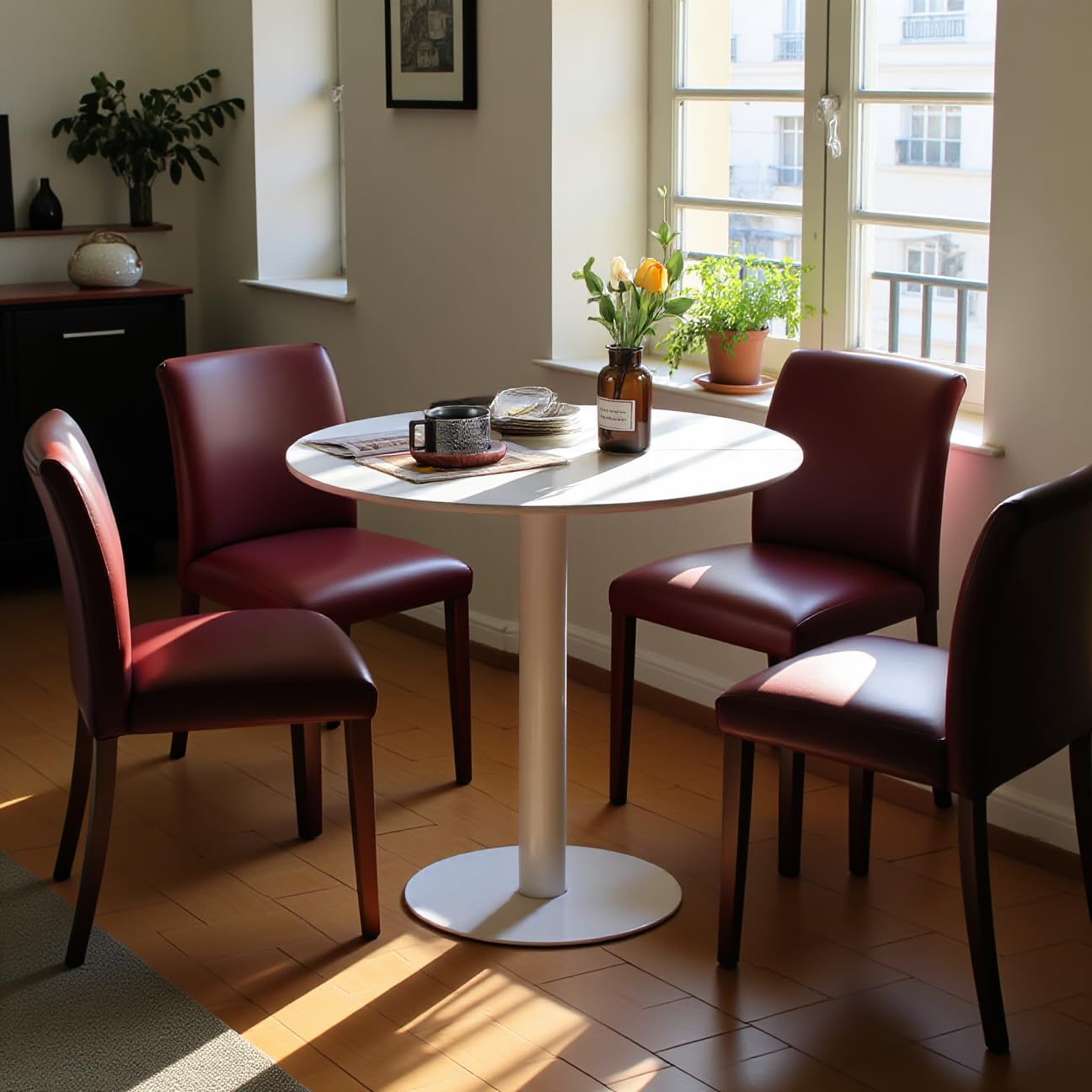 buybyroom Tavolo da Pranzo Rotondo Piccolo, Tavolo da Cucina, Tavolo da Bar, Tavolo Rotondo, 80 cm, Bianco
