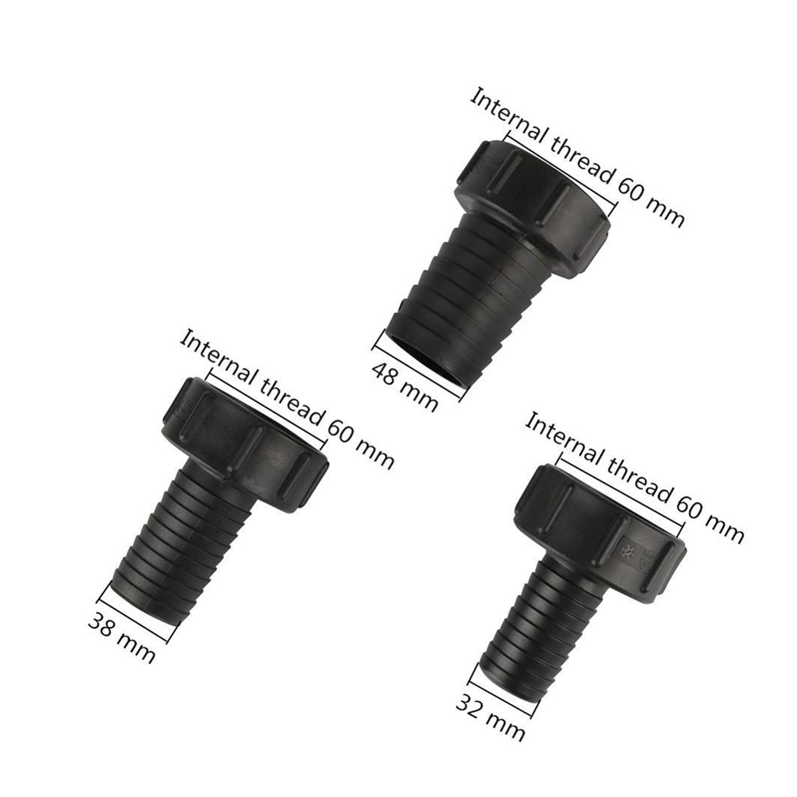 Juego de 5 conectores de tubo de 1/5.1 cm 3/10.2 cm 2.5 cm 3.2 cm 3.8 cm 5.1 cm 5.1 cm con rosca gruesa S60 para reemplazo de grifo de tanque de fontanería de jardín
