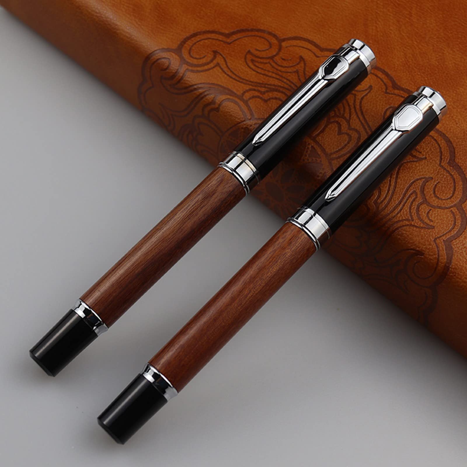 Wood Pen Vintage Wood Barrel Pen Smooth Writing Students Practice Hard Pen Calligraphy Fine Ballpoint Pens Retractable Black — view 5