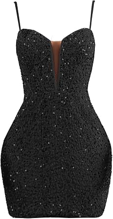Homecoming Dress Glitter Bodycon Lace-up Sequins Evening Dress