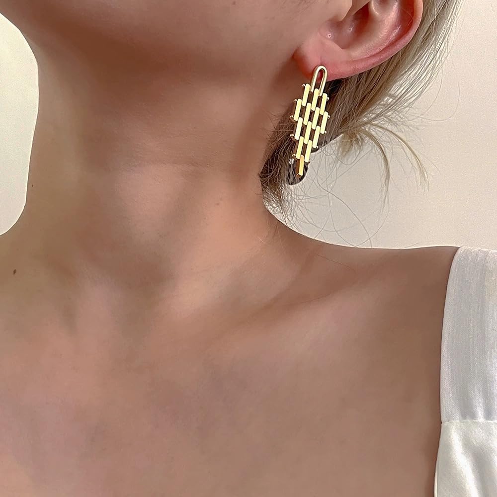 Dangle Earrings Metal Mesh Earrings Stud Earrings Fashion Jewelry Best Gift for Women and Girls - Image 3