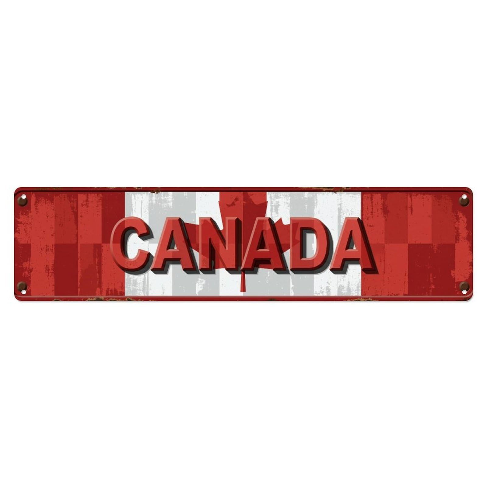 Metal Tin Sign Vintage Canada Flag Pattern