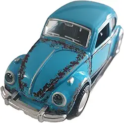 Miniatura de Carro Fusquinha Colecionável em Ferro, Colorido, com Portas que Abrem e Sistema de Fricção (Azul)