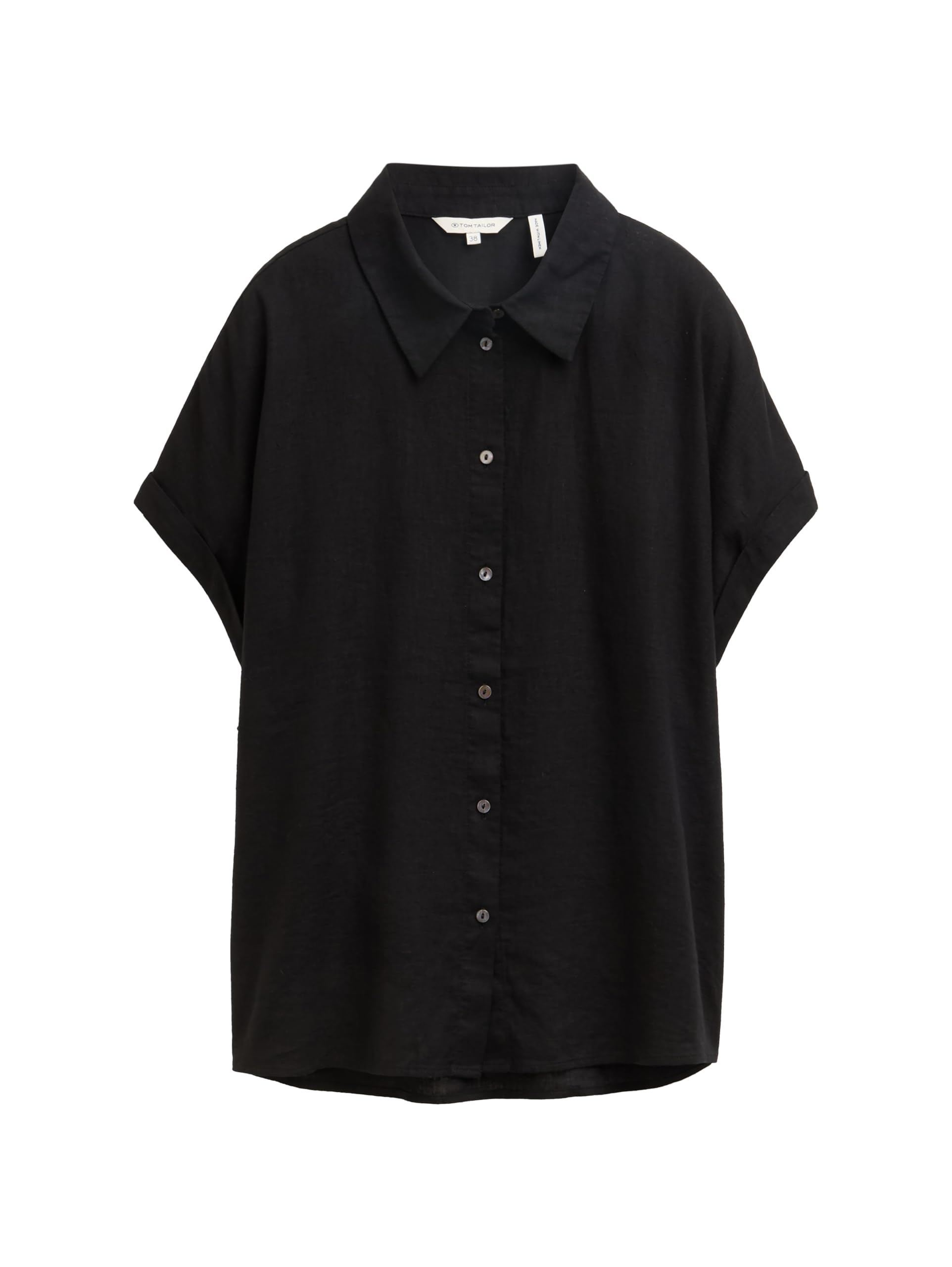 Tom Tailor Damen Loose Fit Bluse mit Leinenanteil