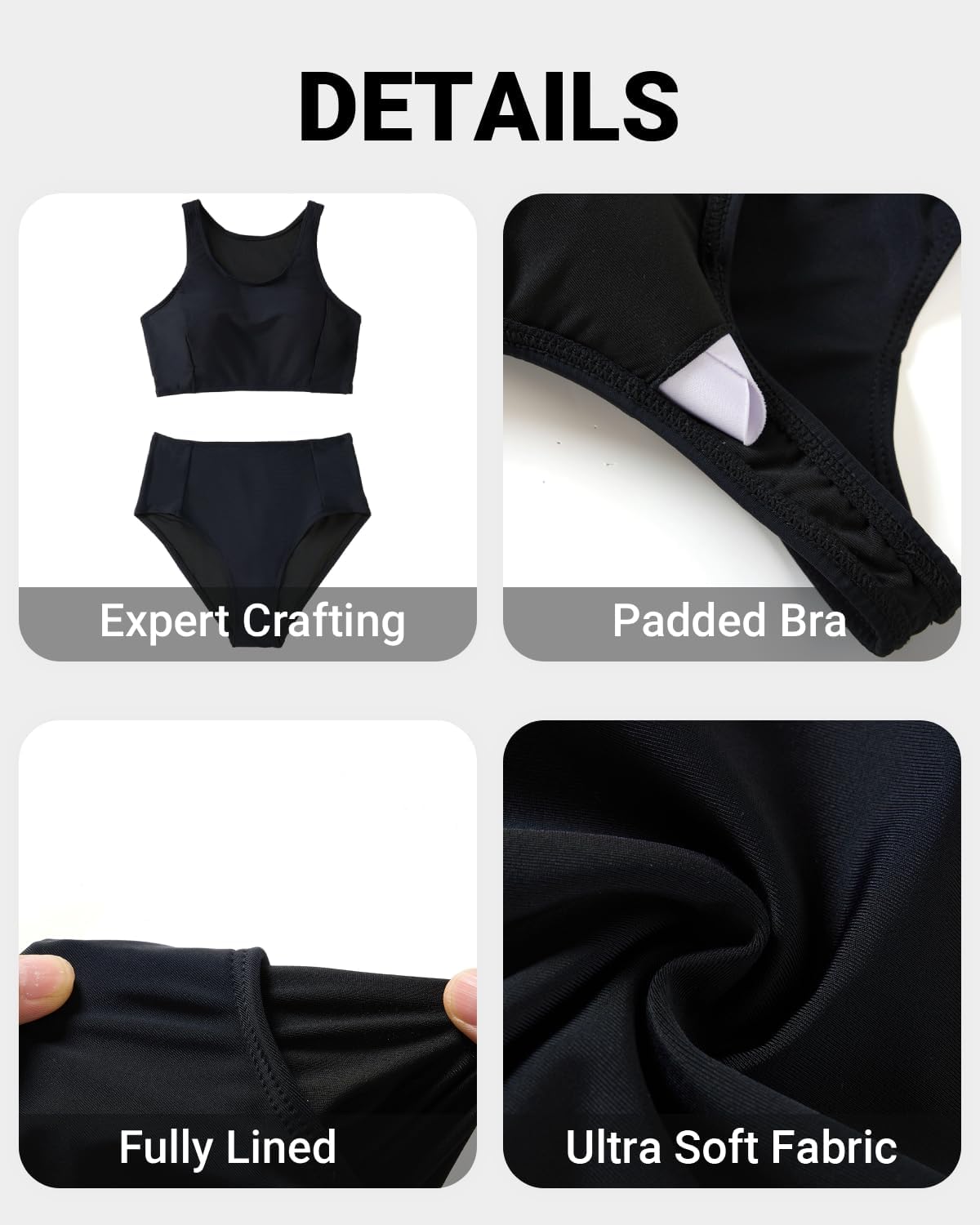 Tempt Me Women Two Piece High Waisted Bikini Set Sporty Swimsuits Bathing Suit with Bottom for Teen Girls