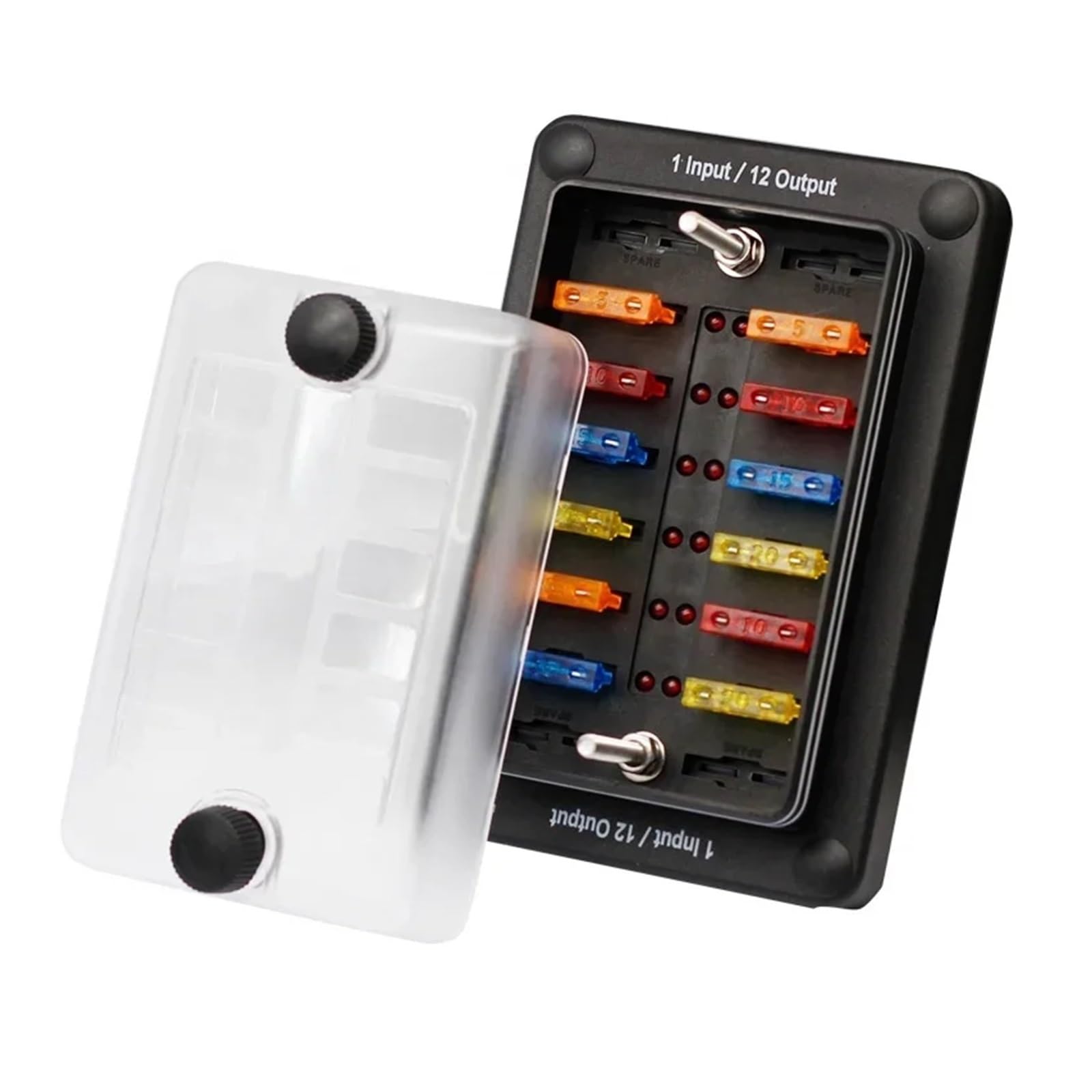 NVSFZGIYG Waterproof 32V 12Way Blade Fuse Box with LED Light Indication & Protection Cover
