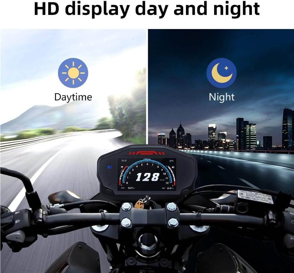 Motorcycle Odometer Gauge Universal Motorcycle Digital Tachometer Backlight Motor Vehicle For 2/4 Cylinders Odometer Screen Dashboard