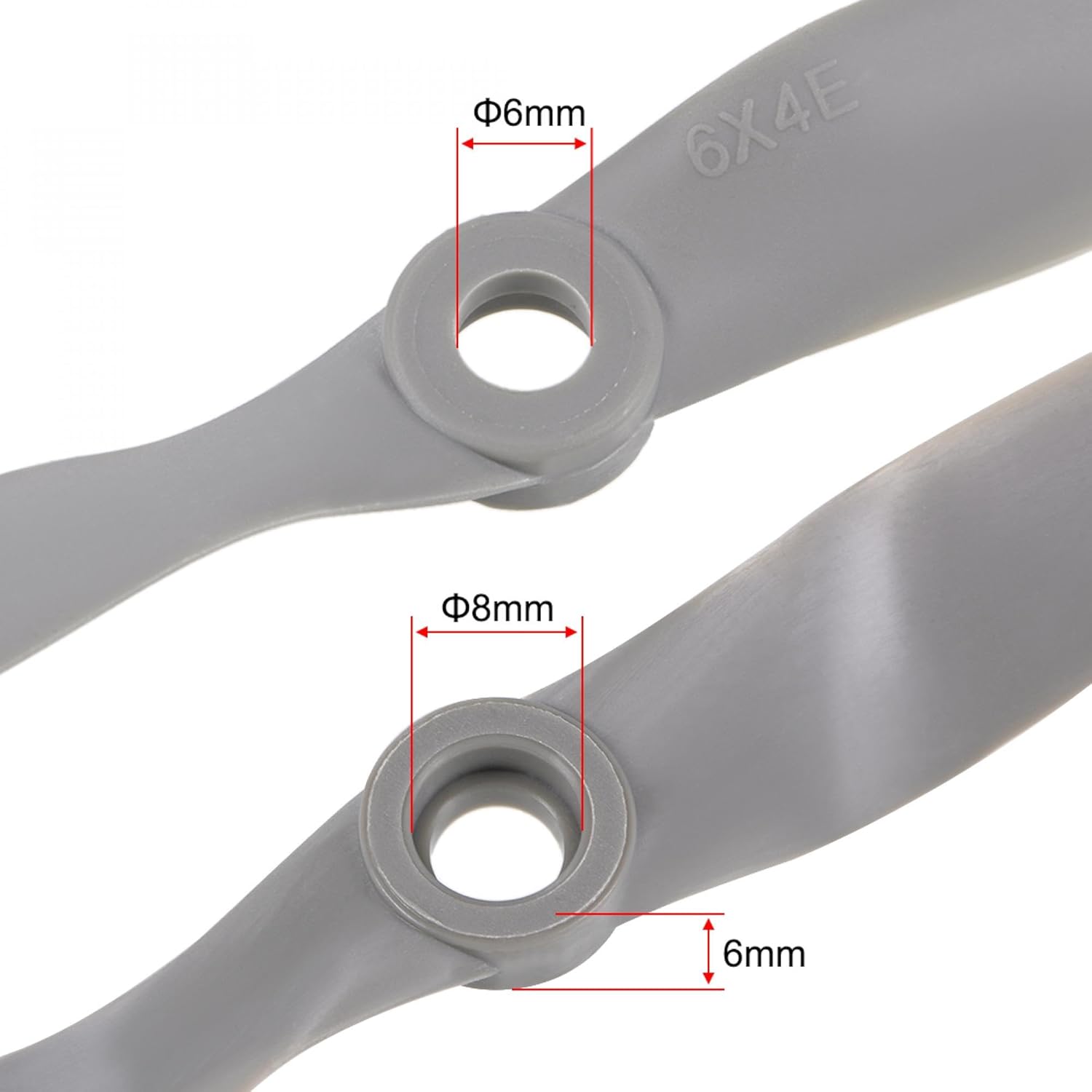 uxcell RC Propellers CW 6x4 Inch 2-Vane for Airplane Nylon Gray 3Pcs with Adapter Rings