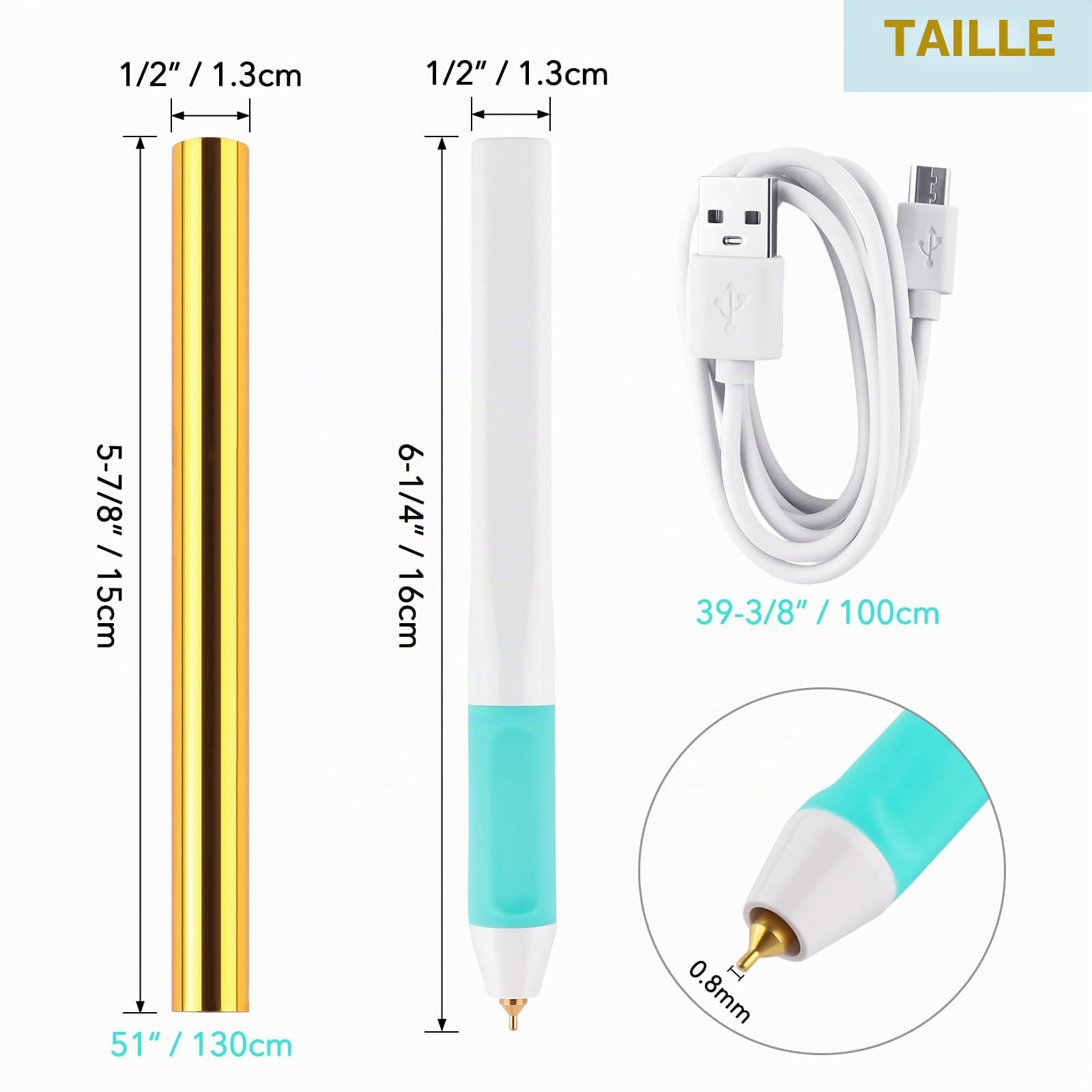 Lot de stylos en papier d'aluminium chaud et rouleau pour cartes, travaux manuels, scrapbooking, stylo à dessin avec câble USB DC5V