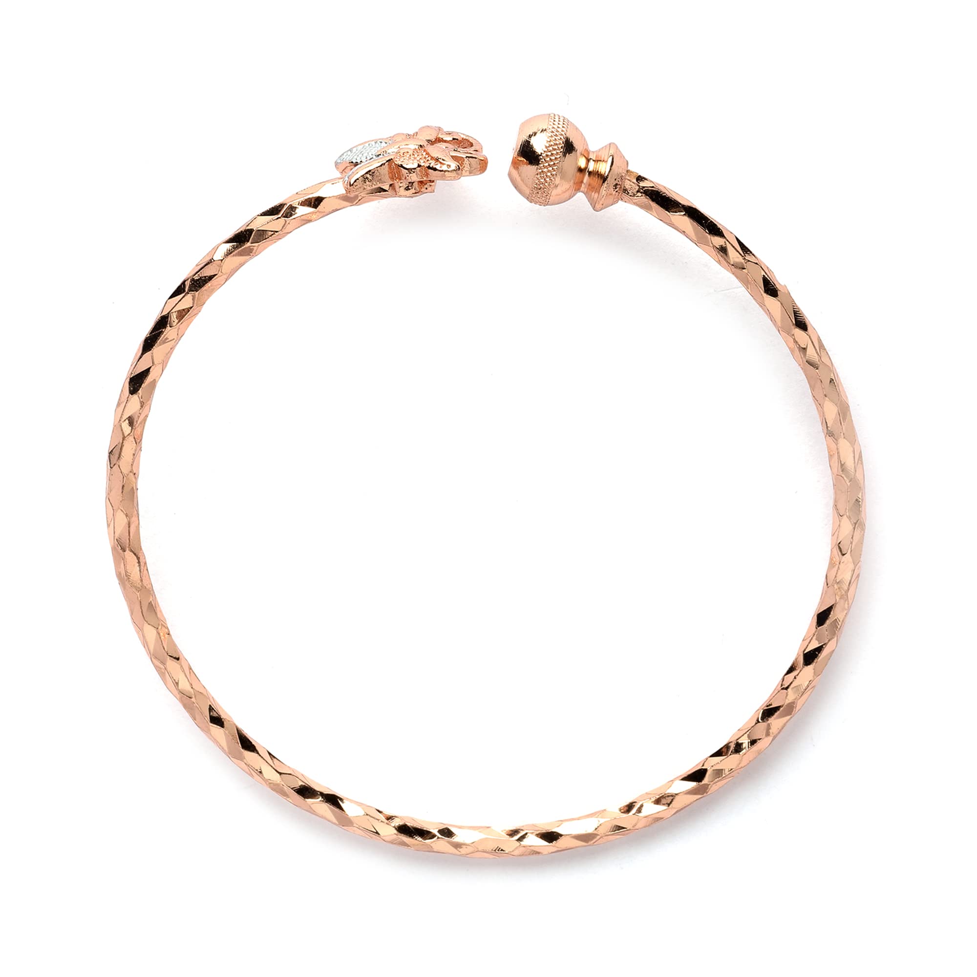 Rose Gold-Plated American Diamond Peacock Handcrafted Kada Bracelets Set