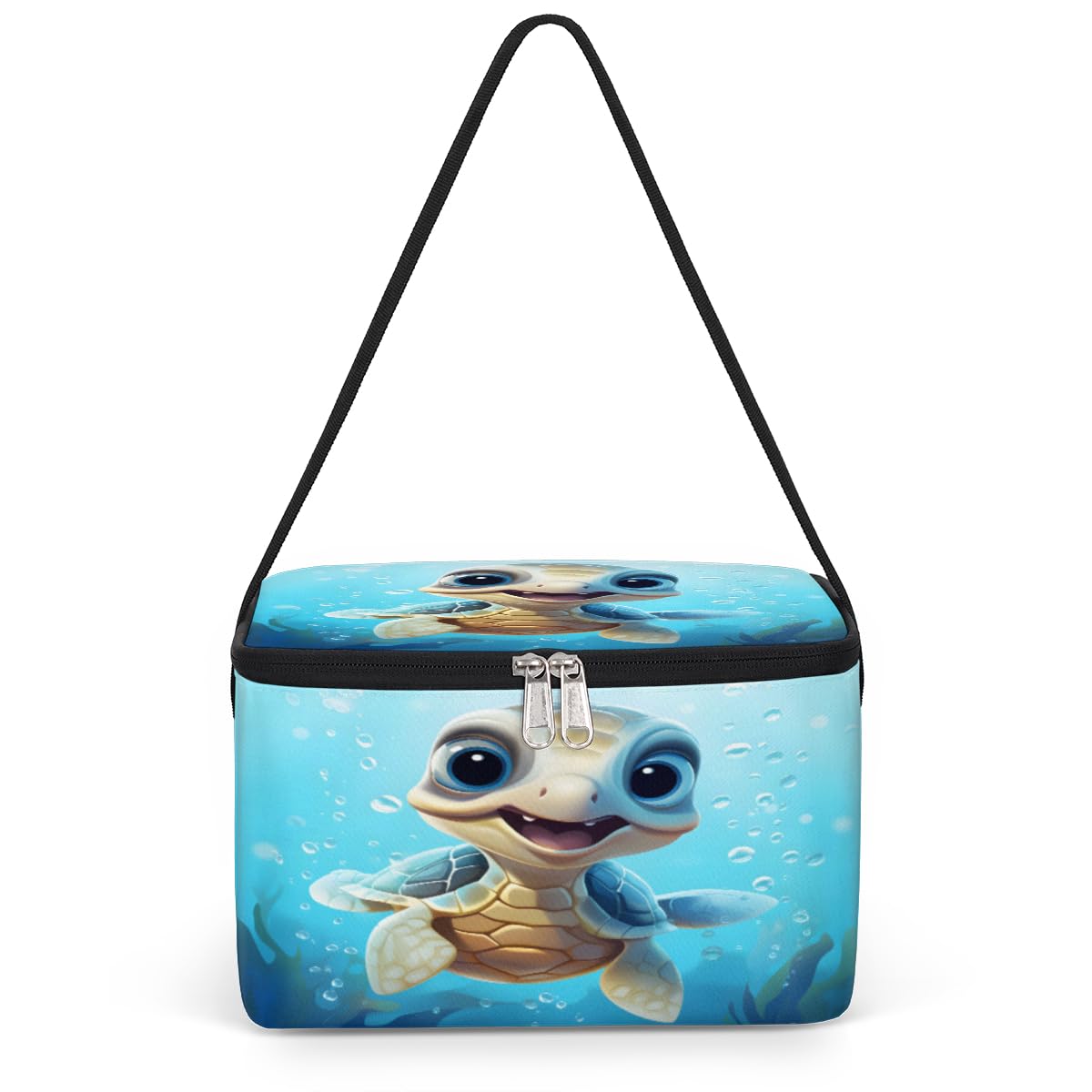 GzLeyigou Turtle Lunch Bags for Women Men 9 Cans, Hot & Cold Food Delivery Bag Insulated Grocery Bag Insulated Lunch Box Cartoon Turtle Cooler Bag for Office Work Picnic Beach