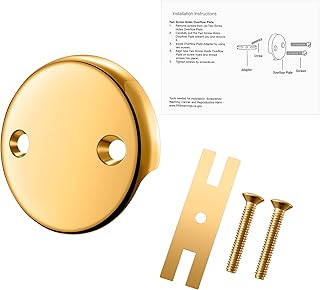 2-Hole Bathtub Overflow Cover Plate with Adapter Polished Brass