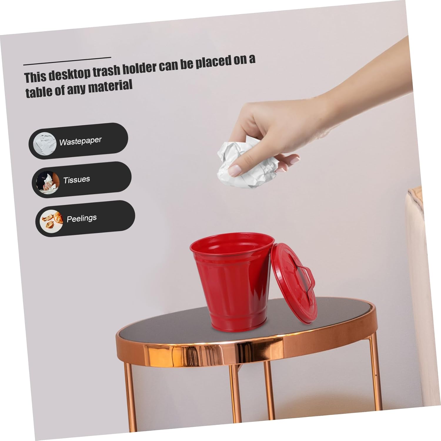 TEHAUX 2pcs Desktop Trash Can Cover Compact Waste Bin Organizer for Home Office Kitchen and Bathroom Multi-Functional Storage Holder