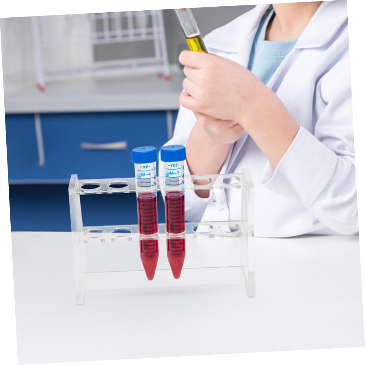 PRETYZOOM 8 Stück Transparenter Reagenzglashalter Doppellagiges Röhrenständer für Labor Leicht zu Reinigen Stabile Konstruktion für Chemie Biologieexperimente