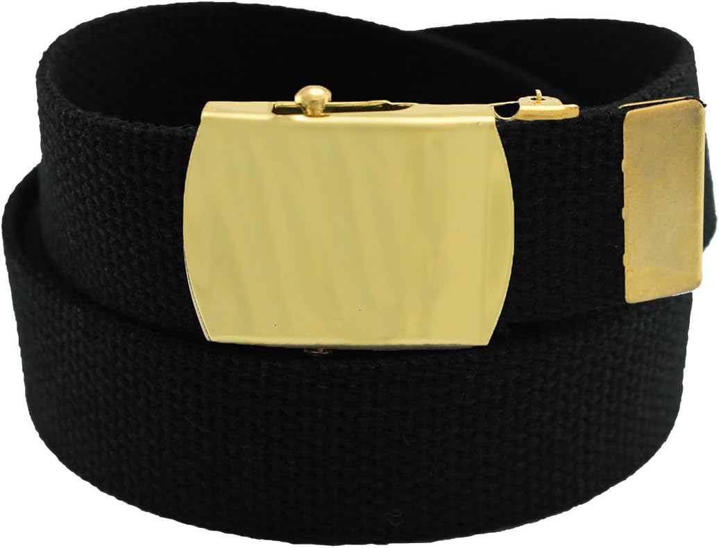 Thomas Bates Canvas Military Cargo Belt with Brass Buckle - Durable Cotton Webbing - Casual, Outdoors, Golf – Trim-to-Fit - Image 2