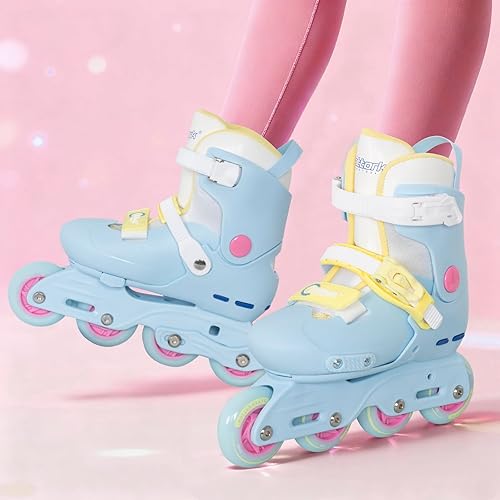 Miniatura 3 de Nattork Patines en línea para niñas, niños, adolescentes, niños de 4 a 16 años, 4 tamaños, cuchillas ajustables para cumpleaños en interiores y