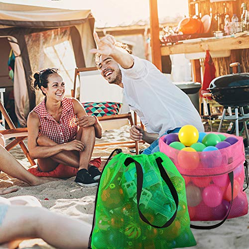 Image of 4Pieces Cute Mesh Pool Tote Bags,Mesh Beach Bags With Drawsting For Swim,Travel,Party, Color1, One Size