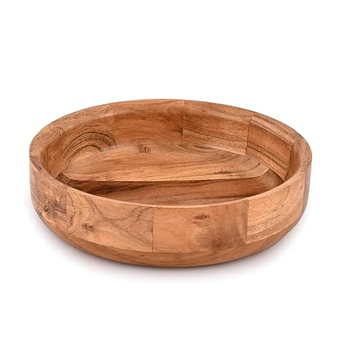 Kaizen Casa Wooden Round Shaped Serving Bowl for Fruit,Dessert Platter