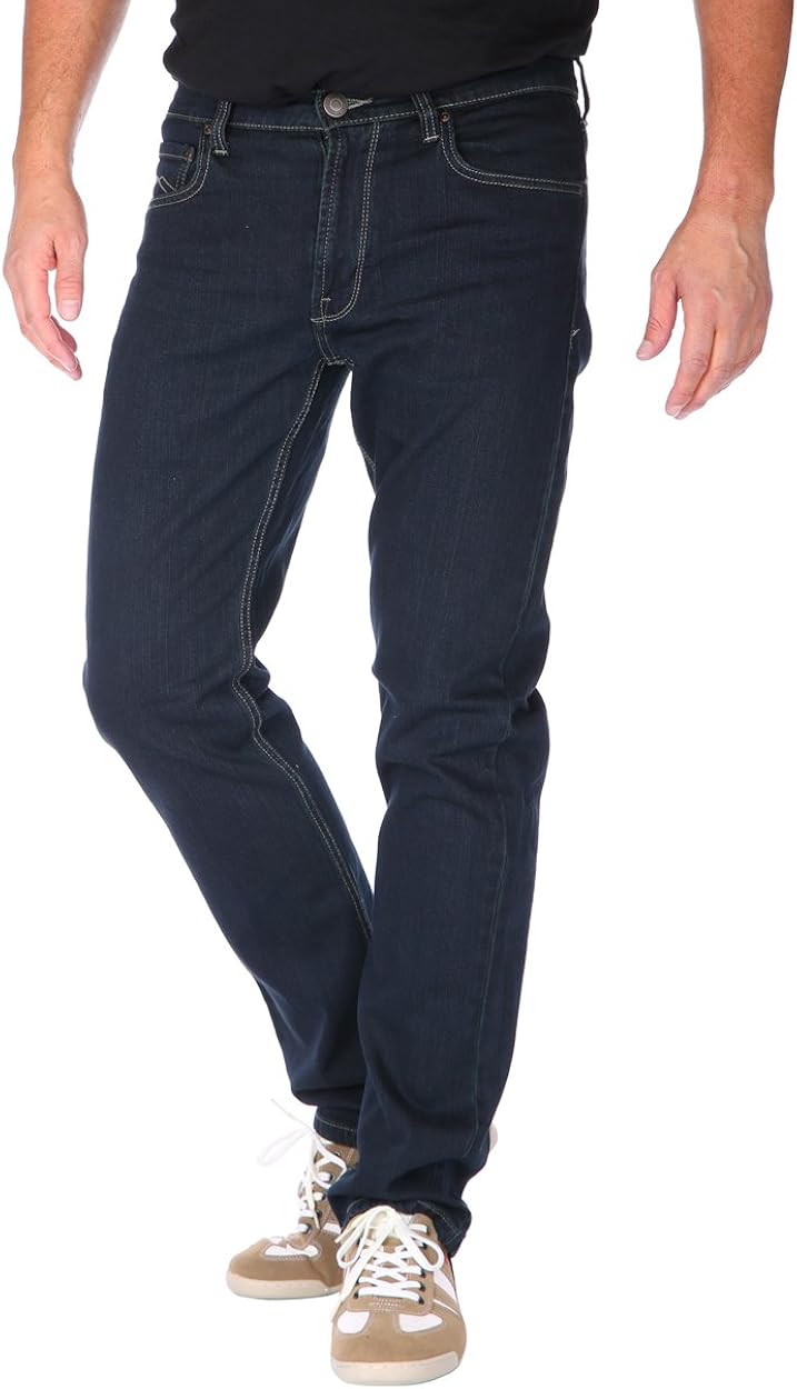 Maskovick Clinton Blue/Black Men's Stretch Straight Fit Jeans, Size: 50 -  Waist, 32-Length : Amazon.co.uk: Clothing