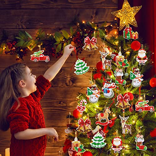 Christmas Diamond Painting Keychain 5D Diy Diamond Painting Kit Christmas Hanging Diamond Art Kits Diamond Art Christmas Ornaments For Kids Christmas Crafts Family Decor (Classic Style) #TOP1