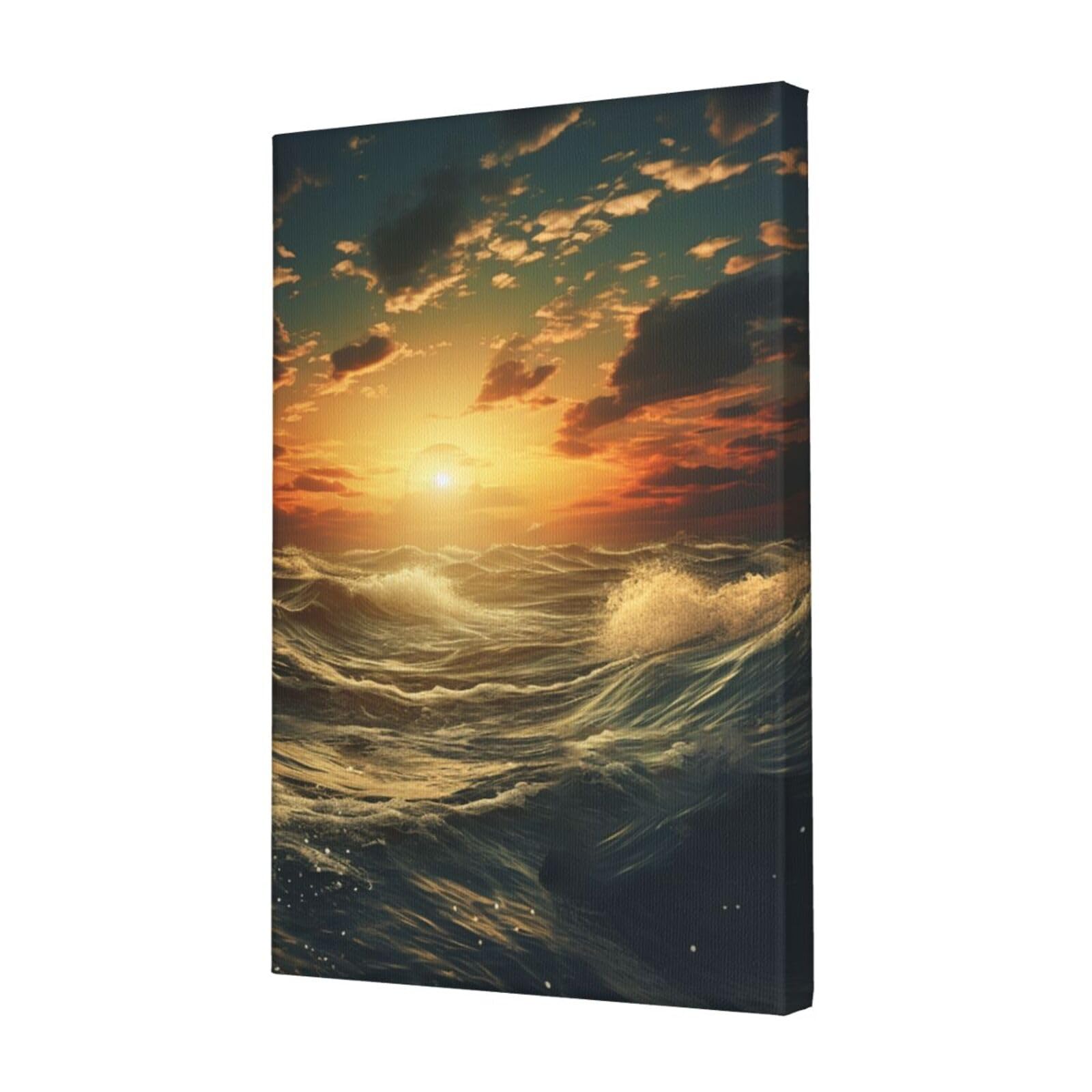 FodPand Ocean After Storm Canvas Wall Art for Living Room Wall Decor 12"x18" Modern Artwork Painting Pictures Hanging Canvas Prints Aesthetic Wall Art for Bedroom Bathroom Office Wallart Decor