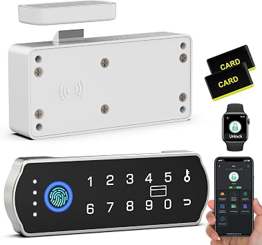 Smart Cabinet Lock, RFID Fingerprint Drawer Lock with Keypad Bluetooth APP, Biometric Electronic Digital Baby Proofing Cabinet Drawer Locks for Kitchen Cupboard Furniture