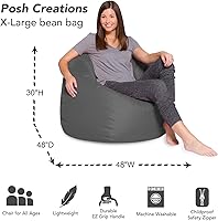 Vista 77 de Posh Creations - Puff para niños, adolescentes y adultos, incluye funda extraíble y lavable a máquina, tamaño grande de 38 pulgadas, lona con diseño