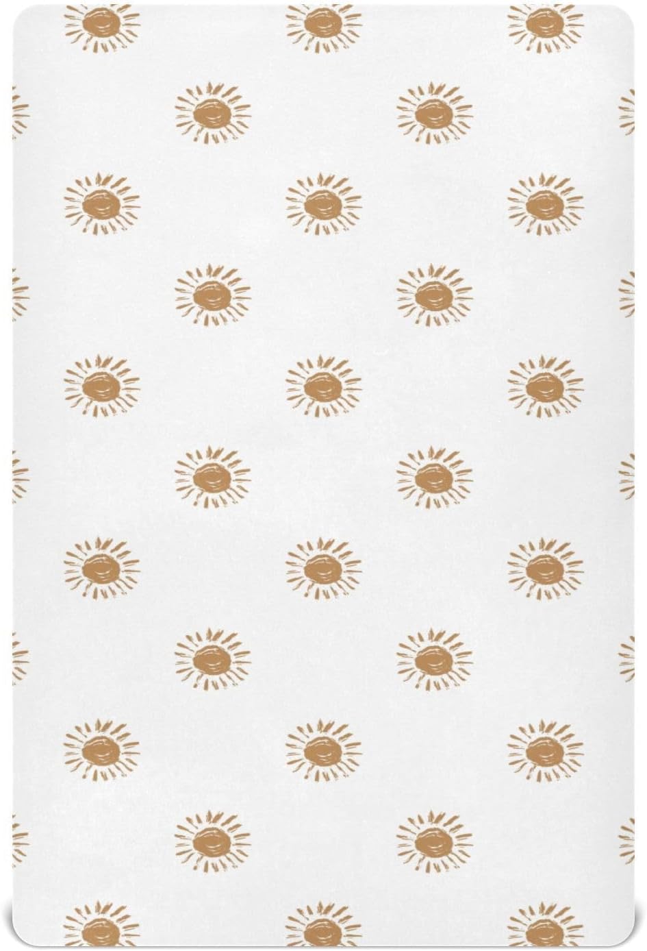 Cute Sun Baby Crib Sheets White and Orange Boho Little Suns Mattress Cover Cartoon Nature Sunshine Toddler Bed Sheets Standard Fitted Crib Sheets for Unisex Boys Girl 28x52 Inch