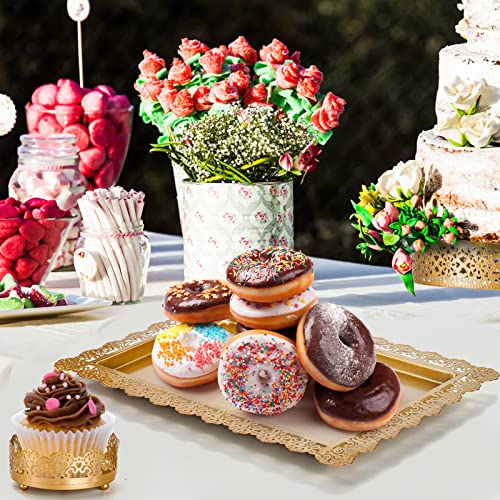 Peohud 10 Pieces Gold Cake Stand, Metal Round Cupcake Tower, Decorative Dessert Fruit Candy Display Plate for Wedding, Anniversary, Birthday Party, Celebration, Outdoor - Image 3