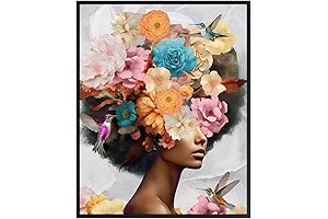Empowering and Soulful Black Women Floral Art: Adorn Your Walls with Elegance