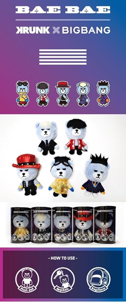 BIGBANG KRUNK YGベア ぬいぐるみ マスコット グッズ バラ売り可 Amazon.co.jp: KRUNK X BIGBANG BAE BAE VER. YGベア ぬいぐるみ（5種1