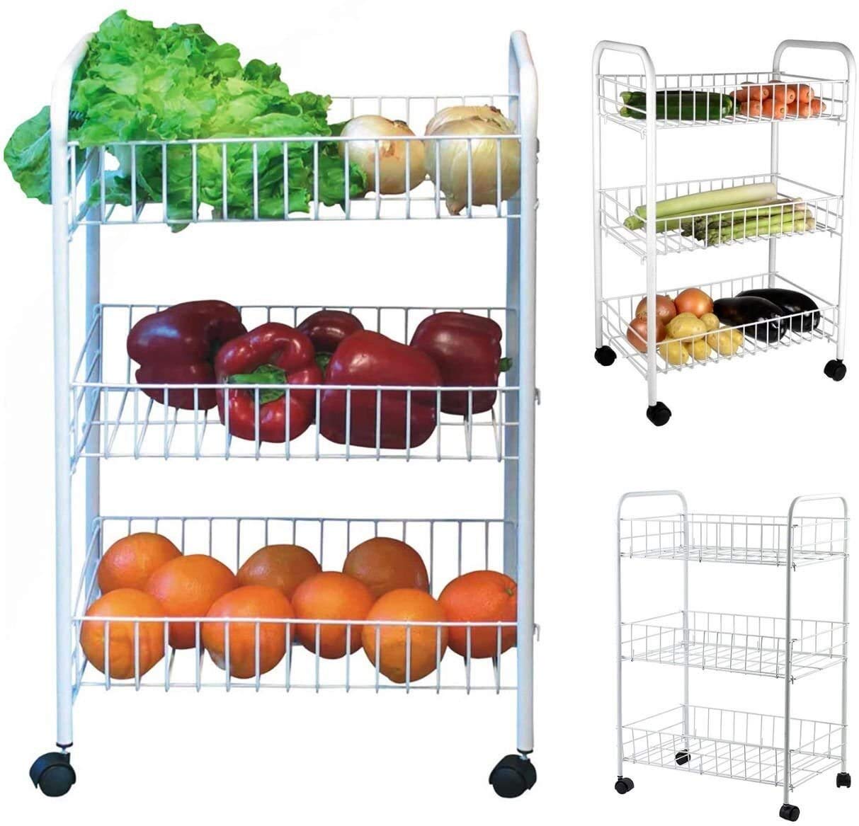 Piccola cremagliera del Carrello Cucina Mobile Pavimento Multistrato Soggiorno Snack Articoli Vari Scaffale per Frutta e Verdura può muoversi