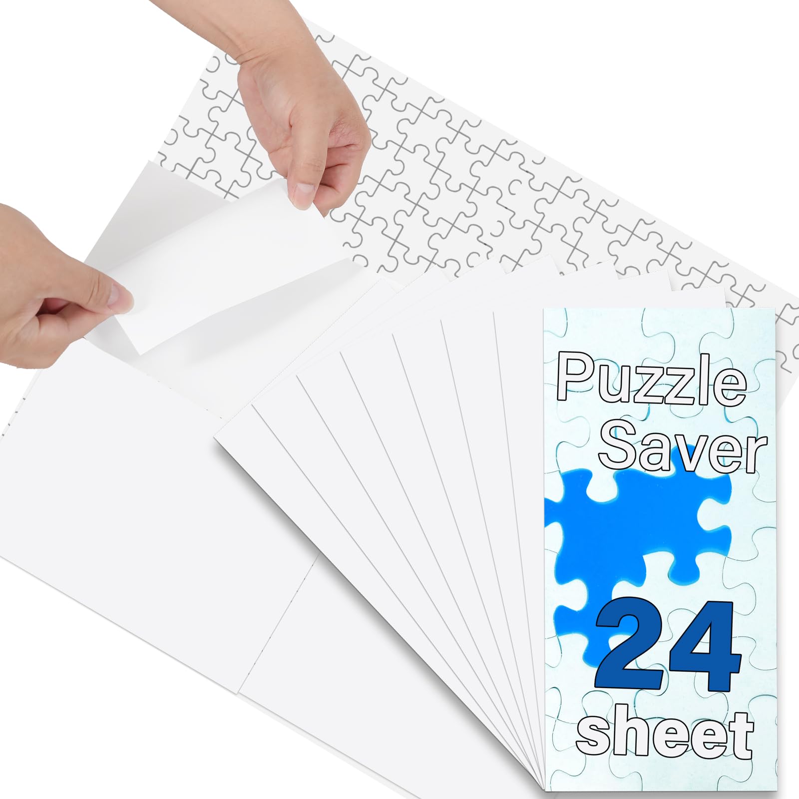 Puzzle Glue Sheets for 1000-Pieces, 24pcs Puzzles Saver Sheets, Easy Peel and Stick Jigsaw Sticker Sheets, No-Clean Puzzle Glue Stickers, Gifts for Puzzles Lovers