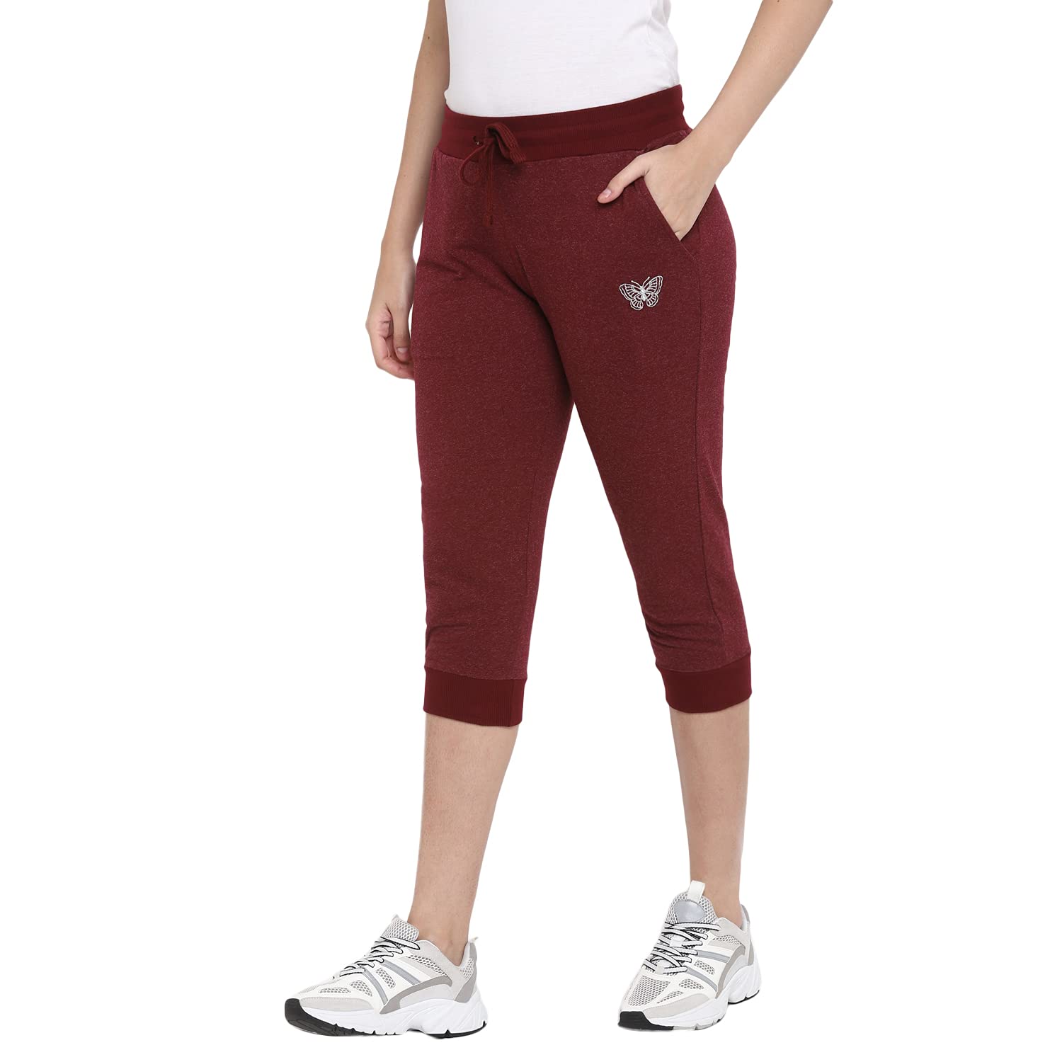 Alan Jones ClothingWomen's Slim Fit Cotton Blend Capris (WM21-CR01-P_Black)