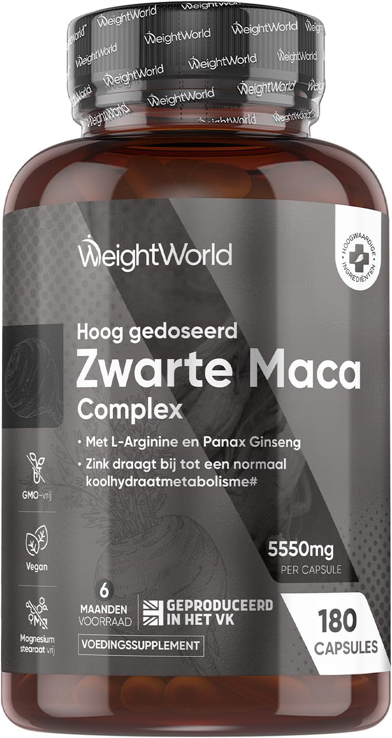 Maca Complex – 5500mg – 180 capsules for 6 months supply – Black Maca, Yellow Maca, L-Arginine, Panax Ginseng and Zinc – Made in the UK – Vegan and gluten free WeightWorld Maca Complex – 5500mg – 180 capsules for 6 months supply – Black Maca, Yellow Maca, L-Arginine, Panax Ginseng and Zinc – Made in the UK – Vegan and gluten free WeightWorld