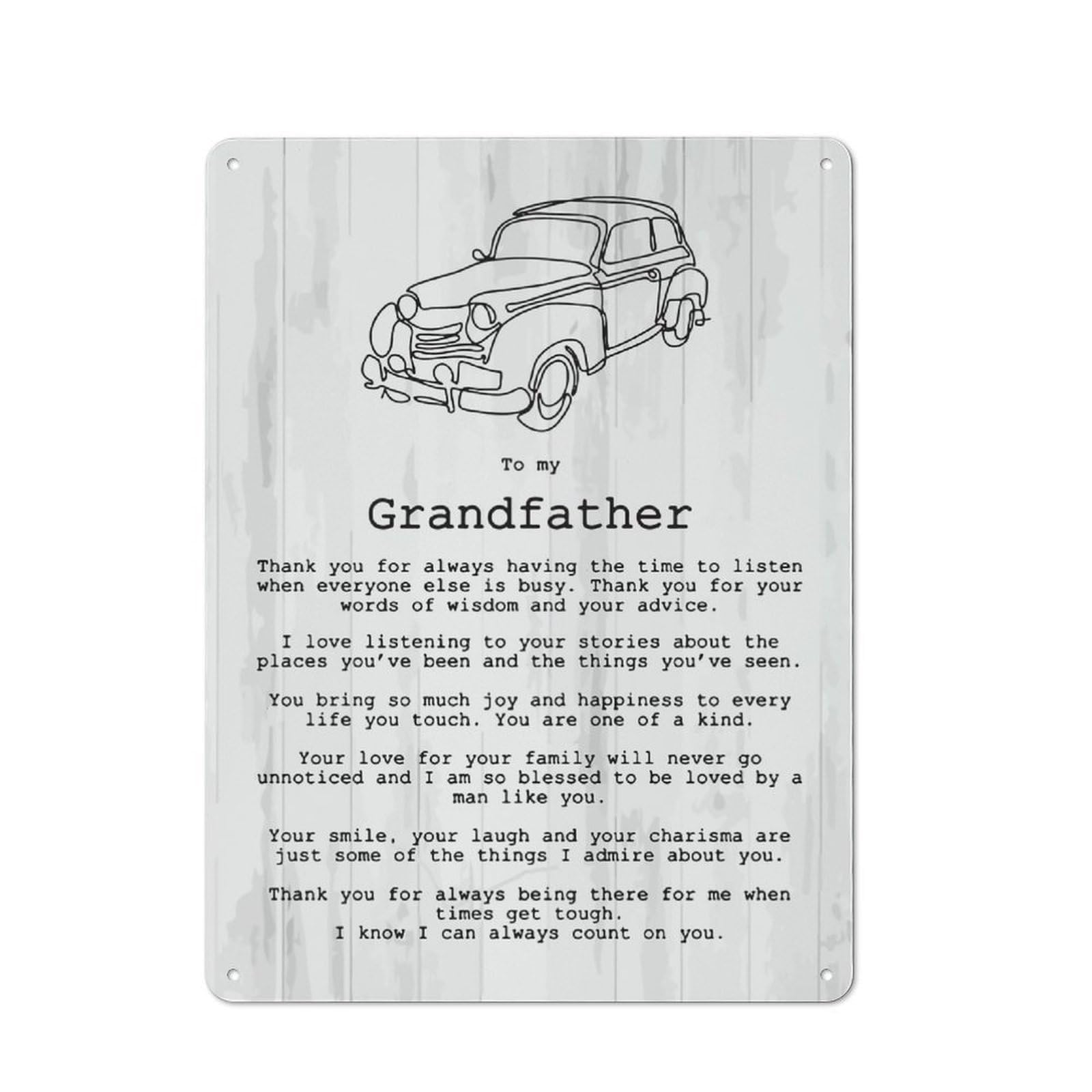 Junmoney Style-7 To My Grandfather Retro Tin Sign 40X30cm For Café Or Restaurant, Housewarming Wall Decor For People Furnishing Café And Restaurant
