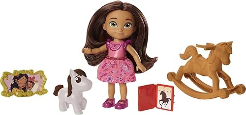 Miniatura 5 de Mattel Spirit Untamed Young Lucky Doll (aprox. 4 pulgadas) con 5 articulaciones móviles y accesorios de historia, incluye caballo mecedora y caballo