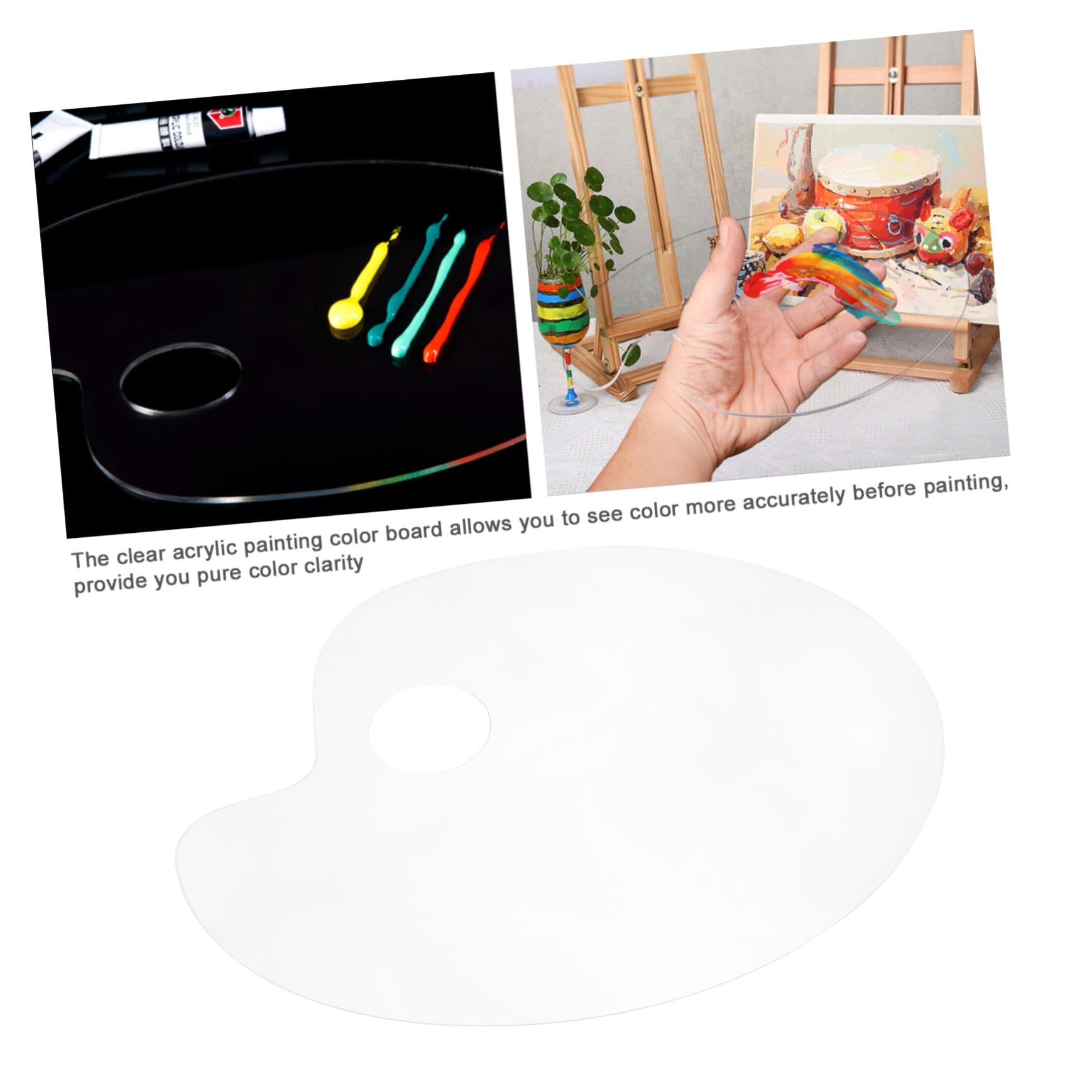 DOITOOL Oval Fixing Plate Acrylic Painting Trays 5-Piece Pigment Mixing Trays Scraper for Artists