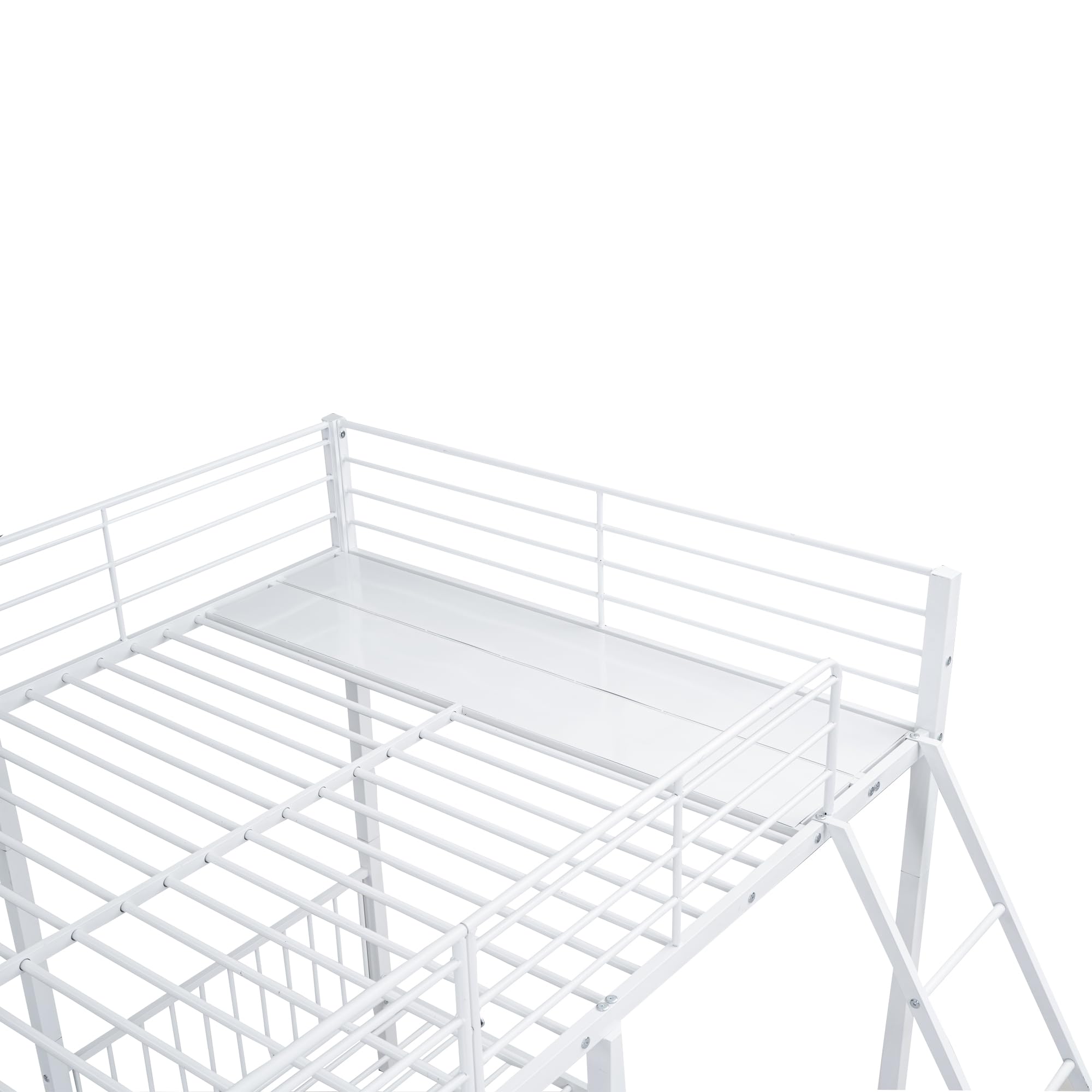 Moimhear Letto a castello triplo con cassetti, trasformabile in letto matrimoniale 140 x 200 e due letti singoli 90 x 200, letto multifunzionale con struttura in metallo (bianco)