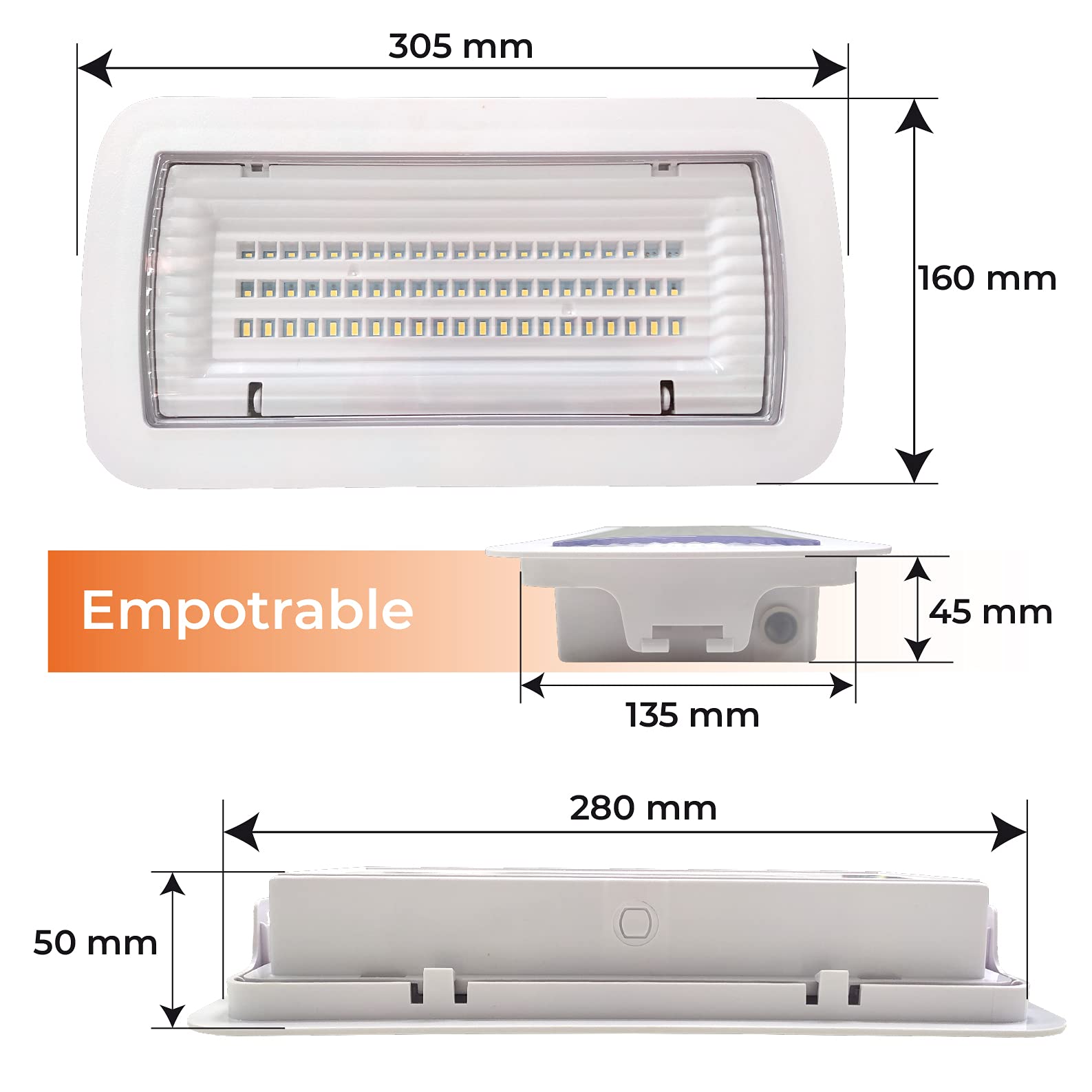 LED ATOMANT Pack 5x Luz de Emergencia LED Estanca 8W, IP65, Empotrar/Superficie, 450 Lumenes, 2 Horas de Autonomía, Para exteriores, Impermeable, resistente al agua