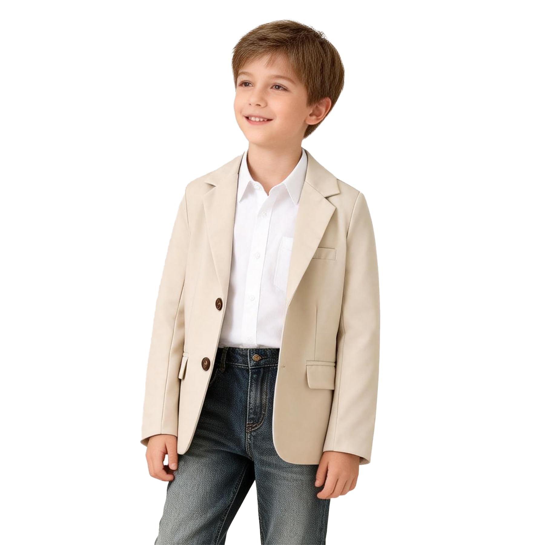 LOLANTA Blazer Casual per Bambino, Giacca da Completo Unita, Classico Monopetto con Tasche a Patta, 5–12 Anni