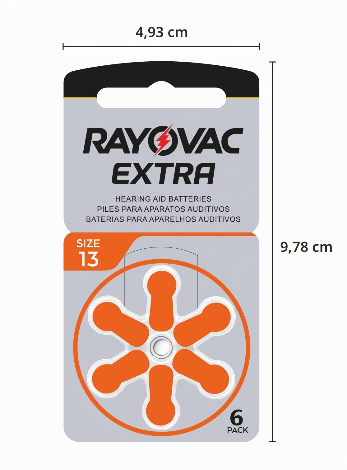 Rayovac Extra Advanced - Pilas de audífono Zinc Aire A13/PR48, pack de 60 unidades, color naranja